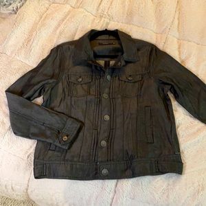 Leather look jeans jacket